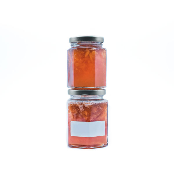 9 and 6 oz Peach Jam stack